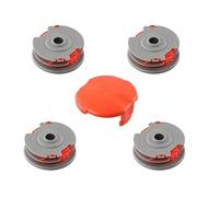 INF Lot de 4 bobines de rechange FLY021 pour coupe-bordures Flymo - Avec 1 capuchon - Gris - 9,5 x 8,7 cm