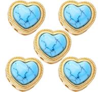 INF Lot de 5 Perles d'espacement en or sablé et turquoise bleue ajourée
