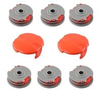 INF Lot de 6 bobines de débroussailleuse et fil de rechange FLY021 pour débroussailleuse Flymo - 6 bobines + 2 couvercles - Gris - 9,5 x 8,7 cm