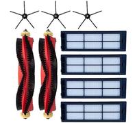 INF Lot de 9 accessoires compatibles avec aspirateur robotique Roborock S4 S5 S6 E4 E20 E25 E35 S50 Mi Mijia, comprend 2 brosses principales, 4 filtres et 3 brosses latérales