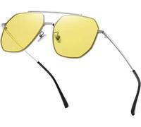 INF Lunettes de soleil polarisées jour et nuit cadre argenté lentilles jaunes changeantes pour conduite 1 pièce