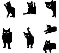 INF Marque-pages Magnétiques Chat Noir Adorable - Cadeau pour Amoureux des Chats, 7 Pièces