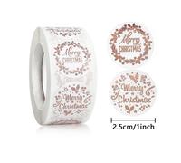 INF Merry Christmas Stickers 1 rouleau avec 500 pcs Pink Gold