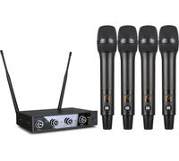 INF Microphone professionnel sans fil en pack de 4 avec récepteur fixe