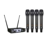Microphone sans fil professionnel en 4 packs avec récepteur fixe