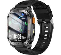 INF Montre Connectée GPS Sport Multifonction - Métal & Silicone - 2.01" - Kit Complet Le noir