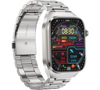 INF Montre intelligente avec bracelet métallique ECG, fréquence cardiaque, tension artérielle, sommeil, podomètre Argent