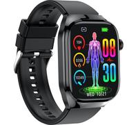 INF Montre intelligente avec ECG, fréquence cardiaque, tension artérielle, sommeil Le noir