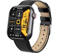 INF Montre intelligente avec oxygène du sang, tension artérielle, pouls Bracelet en cuir noir/PU