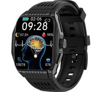 INF Montre intelligente avec surveillance de sommeil, ECG, appels Bluetooth Le noir