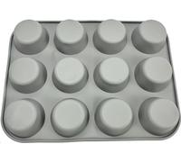 INF Moule à gâteau en silicone - moule pour 12 moules à muffins Gris