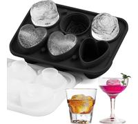 INF Moule à glace en silicone 6 pièces en forme de cœur et de rose noir