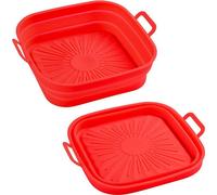 INF Moule carré pliable en silicone Air Fryer 17,5 cm Rouge