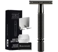INF Nouveau rasoir manuel - Double tranchant pour un rasage en douceur Le noir