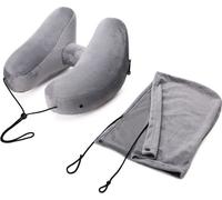 INF Oreiller cervical gonflable avec capuchon Gris