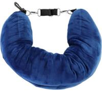 INF Oreiller de voyage multifonctionnel en forme de U avec housse en velours doux Bleu