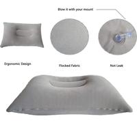 INF Oreiller gonflable en peluche/PVC Gris