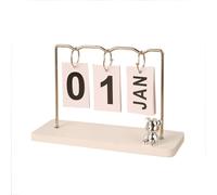 INF Ornement moderne minimaliste en métal Calendrier perpétuel Blanc
