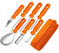 INF Outils de sculpture de citrouille en acier inoxydable 7 pièces Orange