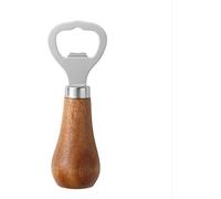 INF Ouvre-bouteille Vertical en Bois d'Acacia et Inox pour Bière Argent