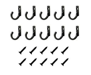 INF Pack de 10 patères et murales avec vis, crochets à visser, patères murales noires, petits crochets et vis pour chambre et cuisine