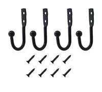 INF Pack de 4 patères murales avec vis, crochets à visser, patères murales, haute résistance, patères, mur avec 8 vis pour chambre, salle de bain, armoire, salon, patère noire