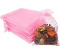 INF Paquet de 50 sacs à cordon en organza rose élégants - pour bijoux et cadeaux (7x9 cm) Rose