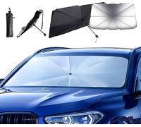 INF Parapluie de pare-brise pliable pour voiture Argent / Noir 145×79 cm