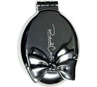 INF Peigne Pliant Ovale Plaqué Chrome Portable avec Miroir et Nœud Papillon Le noir