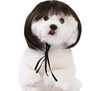INF Perruque pour chien avec frange, coupe au carré, marron, accessoire cosplay