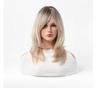 INF Perruque synthétique femme longue 30cm légère respirante ajustable jaune