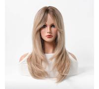 INF Perruque synthétique longue ondulée pour femme couleur blond 30cm x 20cm x 4cm légère et respirante
