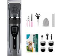 INF Pet care set silver grey with steel comb, 5-piece set