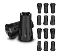 Pieds en caoutchouc pour bâtons de marche, pack de 12 Black