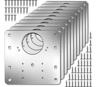 INF Plaque de réparation pour charnières de meubles 9x9 cm acier inoxydable 10-pack Argent D971