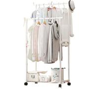 INF Portant à Vêtements Double Barre Mobile en Acier Carbone pour Chambre Blanc
