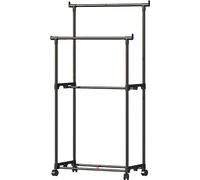 INF Portant à Vêtements Double Barre Mobile en Acier Carbone pour Chambre Le noir