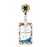 INF Porte-carte d'identité pour chat avec cordon, design mignon avec impression multicolore, en PVC, avec rouleau rétractable et clip à 360 degrés, pour le travail, l'école, le bureau, la vie