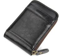 INF Porte-cartes avec protection RFID en cuir véritable Noir