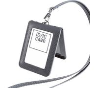 INF Porte-cartes d'identité en cuir véritable Gris