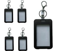 INF Porte-cartes d'identité transparent double face avec couvercle à charnière - paquet de 5 noir modèle 2