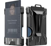 INF Porte-cartes RFID pour 6 cartes et porte-carte d'identité avec clip Le noir