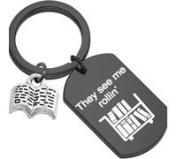 INF Porte-clés en acier inoxydable avec cachet noir en forme de livre 5x2,8 cm