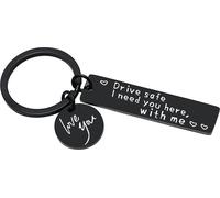 INF Porte-clés en acier inoxydable "Drive safe" noir