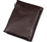 INF Portefeuille avec fermeture éclair en cuir véritable - marron foncé