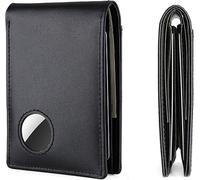 INF Portefeuille fin avec blocage RFID et porte-AirTag en cuir pour homme Le noir