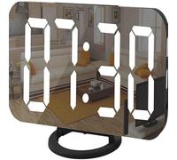 INF Réveil numérique avec verre miroir / blanc, horloge de table au design moderne avec chiffres LED