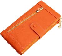 INF RFID blocking wallet, thin double folding leather wallet Orange