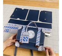 INF Sac Cambridge style anglais en PU kit matériel DIY 16x20x6.5cm pour usage quotidien Bleu