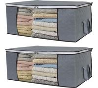INF Sac de rangement pour draps, couvertures, vêtements 60x43x35 cm Gris Paquet de 2
